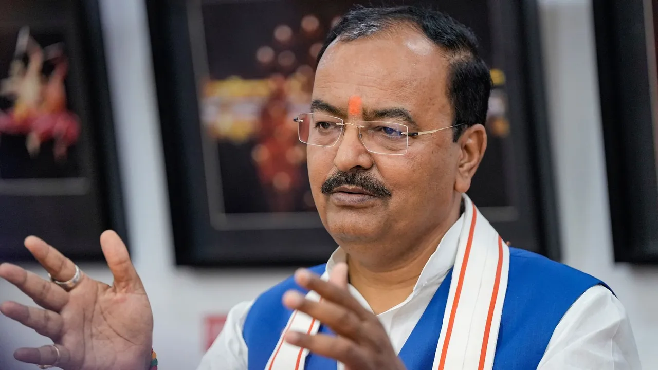 Uttar Pradesh Deputy Chief Minister Keshav Prasad Maurya during an interview with PTI, at its head office in New Delhi, Monday, April 1, 2024