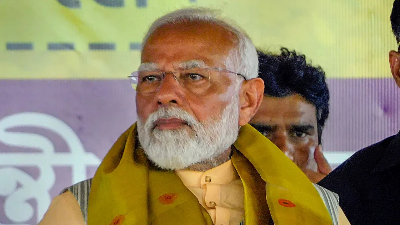 Prime Minister Narendra Modi during a public meeting for Lok Sabha polls, in Bankura, Sunday, May 19, 2024