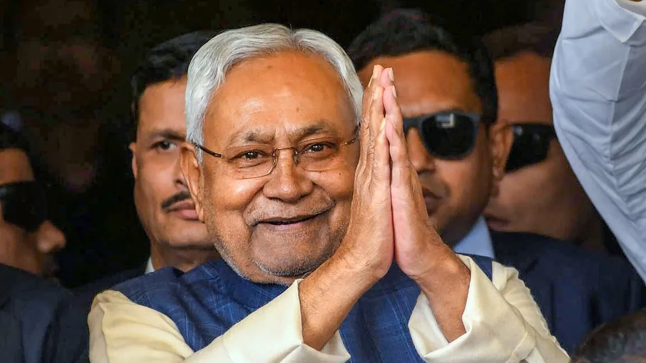 Bihar Chief Minister Nitish Kumar comes out of the State Assembly after Kumar-led NDA government in Bihar won a vote of confidence
