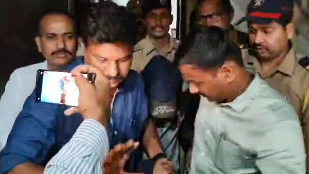 Jaydeep Apte, sculptor of Chhatrapati Shivaji Maharaj statue at Rajkot fort, being arrested from Kalyan in Thane district, Wednesday, Sept. 4, 2024.
