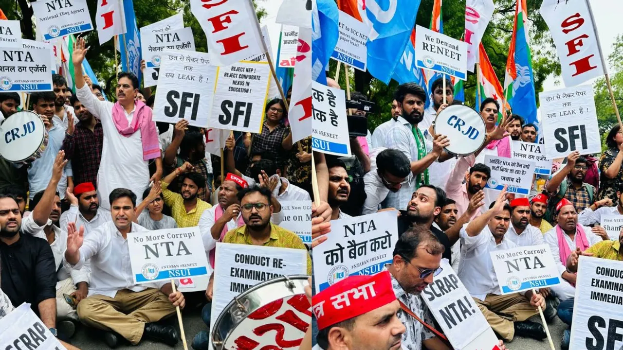 India Alliance's student organizations came together on a unified platform to demand justice for NEET aspirants amidst exam irregularities and paper leaks at Jantar Mantar