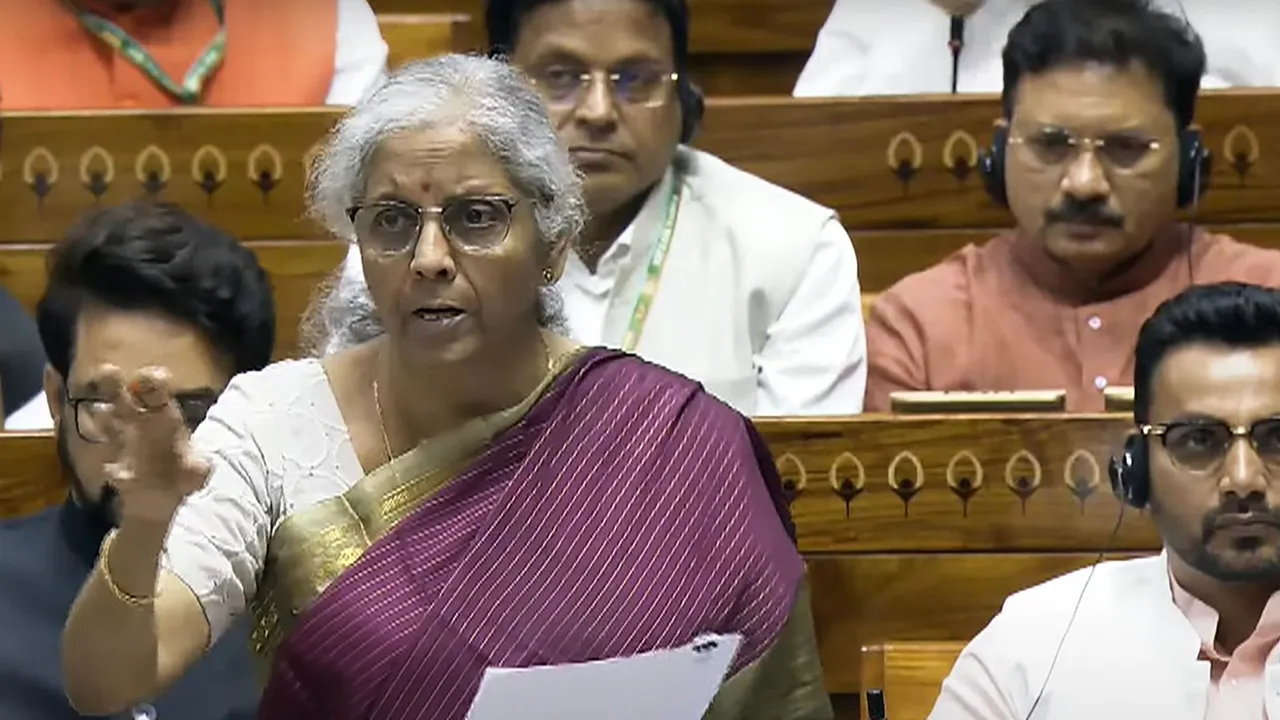 Union Finance Minister Nirmala Sitharaman speaks in the Lok Sabha during the Monsoon session of Parliament, in New Delhi, Tuesday, July 30, 2024.