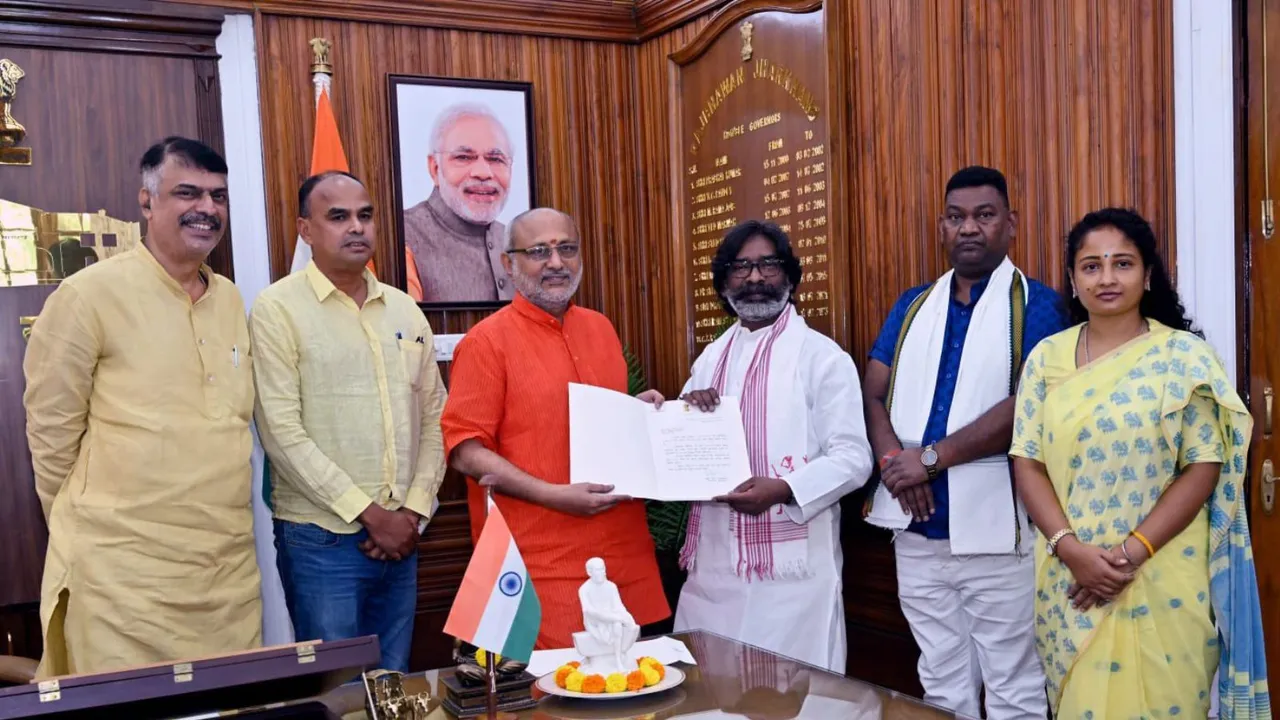 Jharkhand Governor CP Radhakrishnan appoints Hemant Soren as the nominated Jharkhand Chief Minister and invites him to take the oath, in Ranchi.
