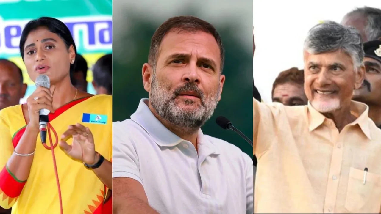 YS Sharmila Rahul Gandhi N Chandrababu Naidu Congress TDP alliance