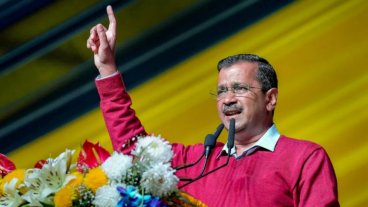 Delhi Chief Minister and AAP Convenor Arvind Kejriwal addresses during the ‘Ghar Ghar Muft Ration’ rally, in Ludhiana