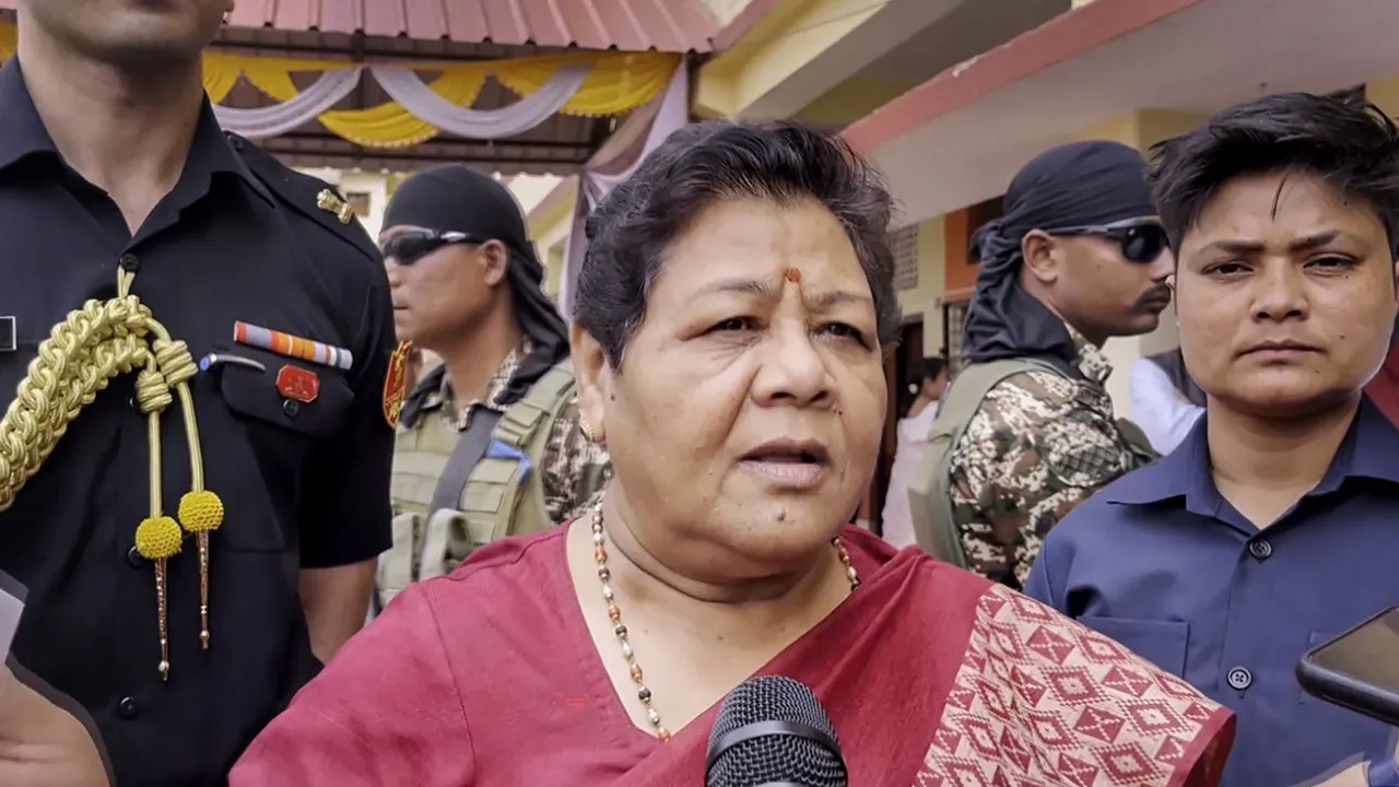 Manipur Governor Anusuiya Uikey speaks with the media, on Sunday, May 5, 2024.