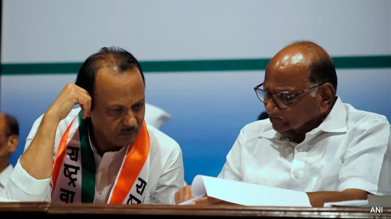 Former Union minister Sharad Pawar and nephew Ajit Pawar