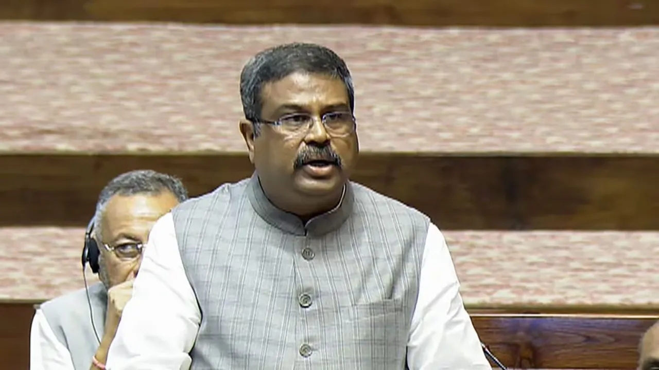 Union Education Minister Dharmendra Pradhan speaks in the Rajya Sabha during the Monsoon session of Parliament, in New Delhi, Wednesday, Aug. 7, 2024.