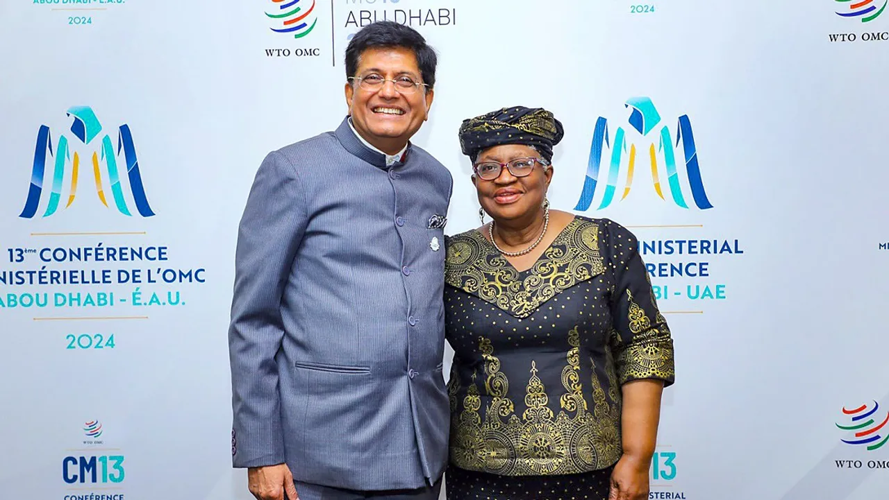Abu Dhabi: Union Minister for Commerce & Industry Piyush Goyal with World Trade Organization (WTO) Director-General Ngozi Okonjo-Iweala during the 13th WTO Ministerial Conference, in Abu Dhabi, UAE.