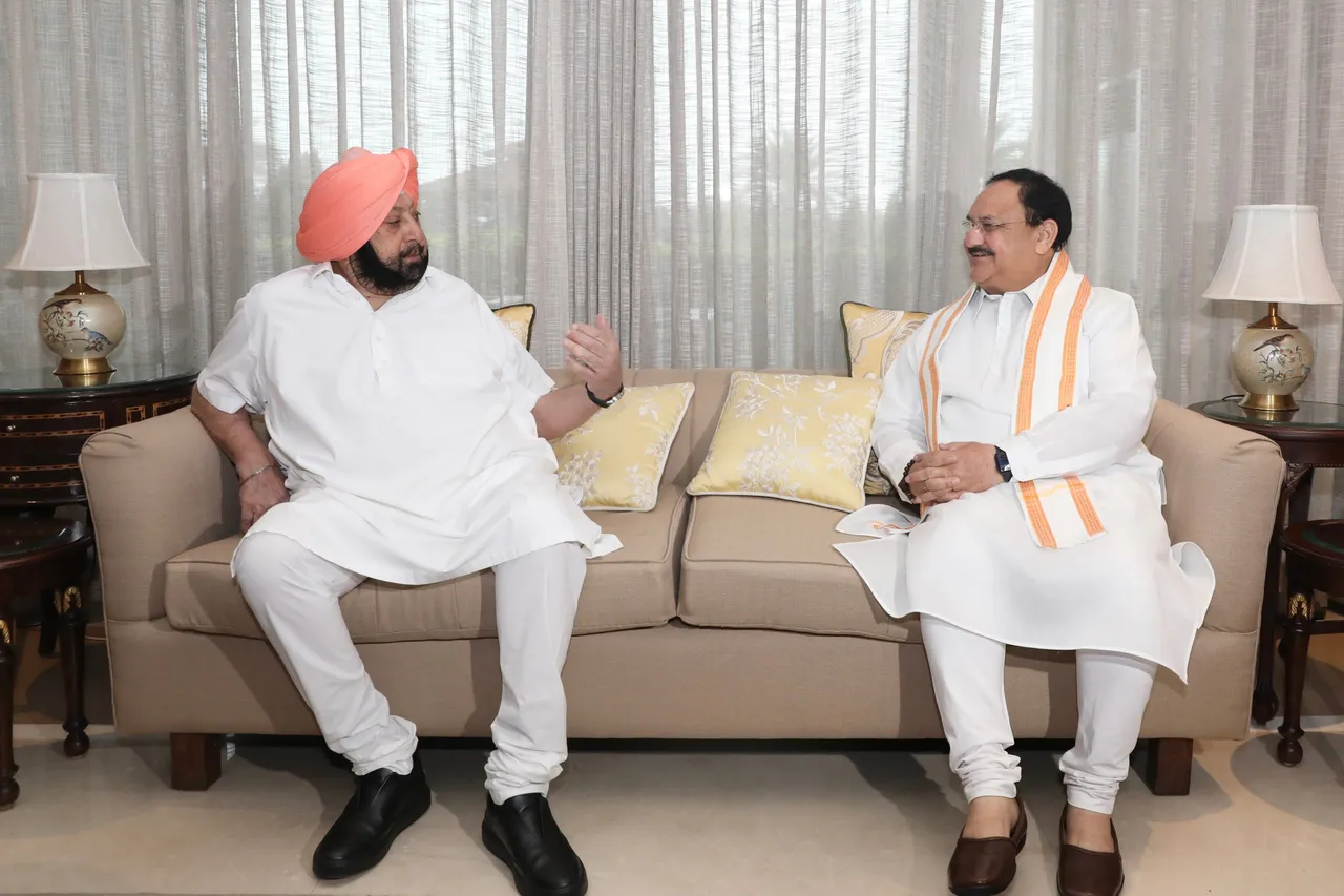 J P Nadda meets Amarinder Singh