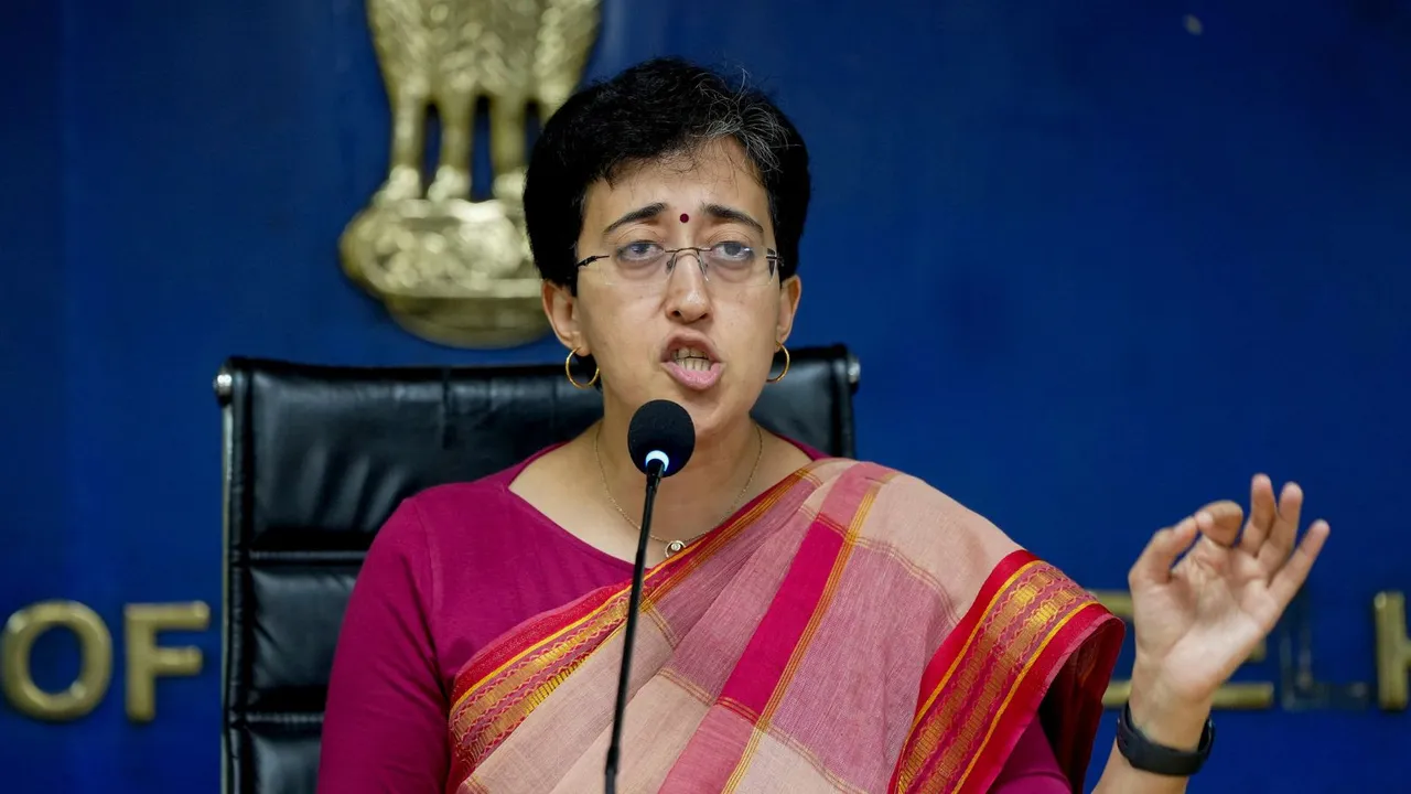 Delhi Minister and AAP leader Atishi arrives to address a press conference, in New Delhi, Wednesday, July 31, 2024.