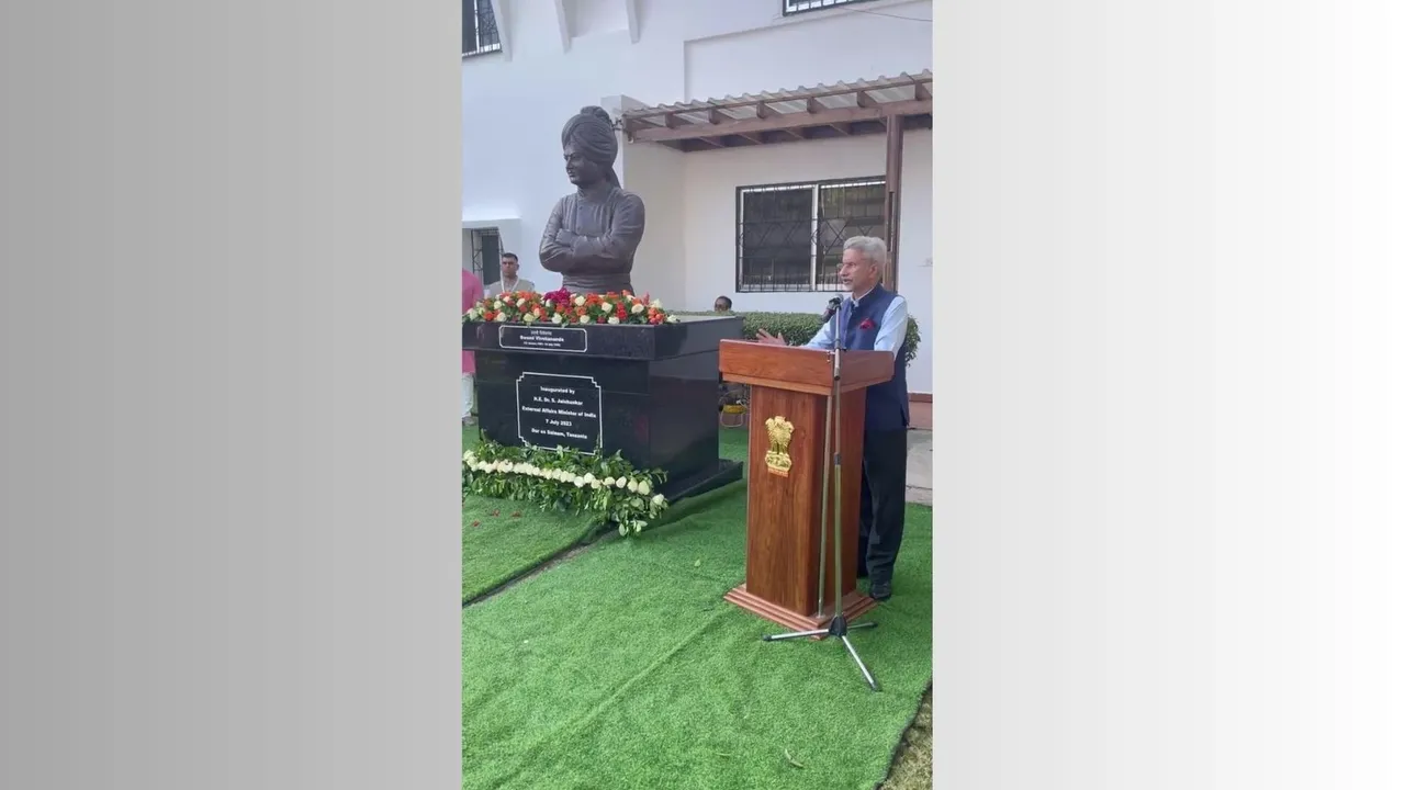 Swami Vivekananda's bust in Tanzania S Jaishankar
