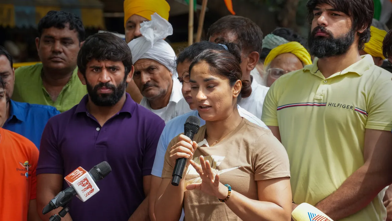 Wrestlers protest at Jantar Mantar