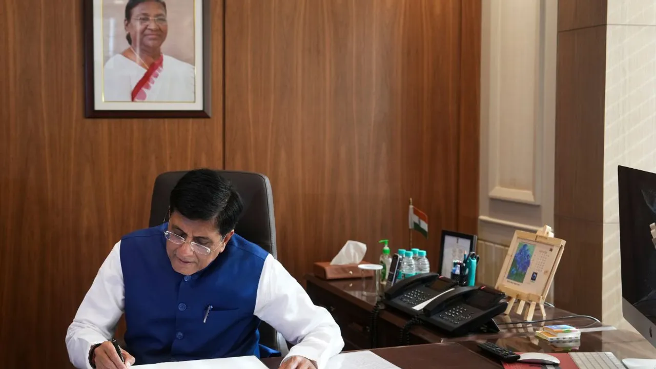 Union Minister of Commerce and Industry Piyush Goyal assumes office, in New Delhi, Tuesday, June 11, 2024
