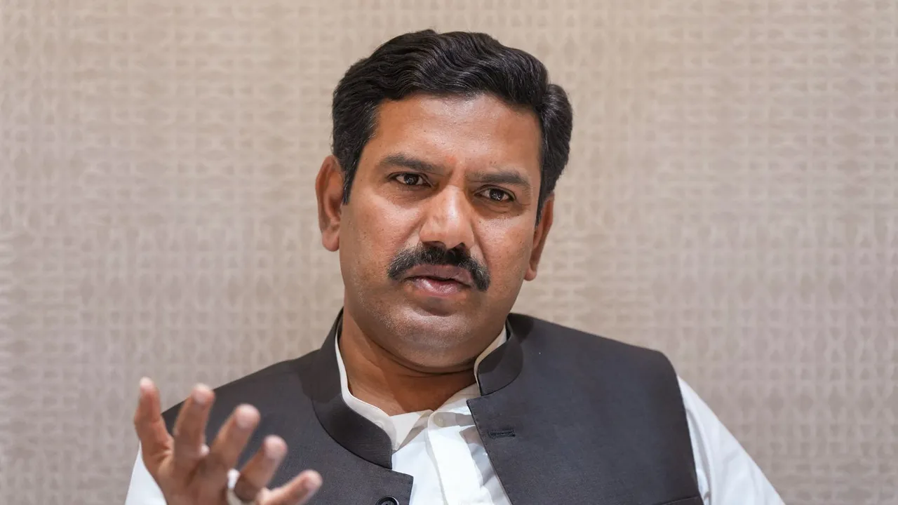 Karnataka BJP President B Y Vijayendra speaks during an interview with PTI, in Bengaluru, Friday, April 19, 2024
