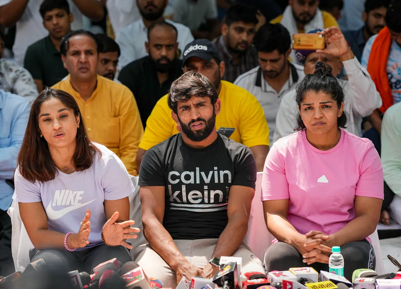 Wrestlers protest at Jantar Mantar Bajrang Punia