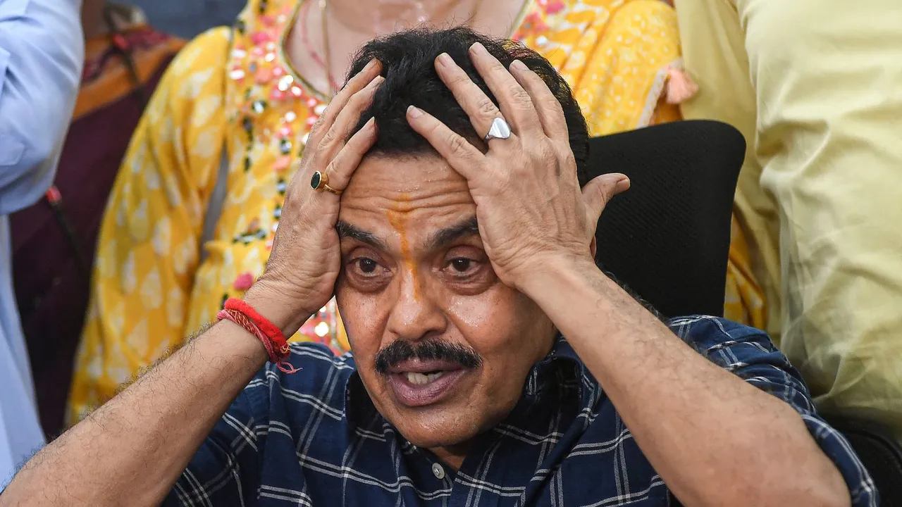 Former Congress leader Sanjay Nirupam addresses a press conference, in Mumbai, Thursday, April 4, 2024