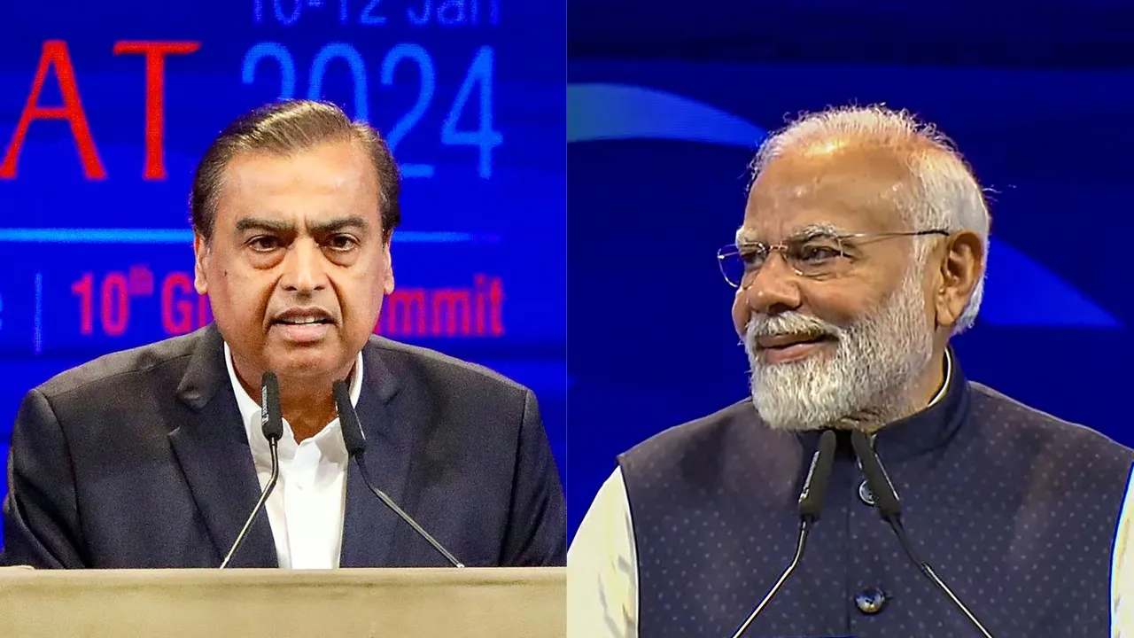 Mukesh Ambani Narendra Modi Vibrant Gujarat