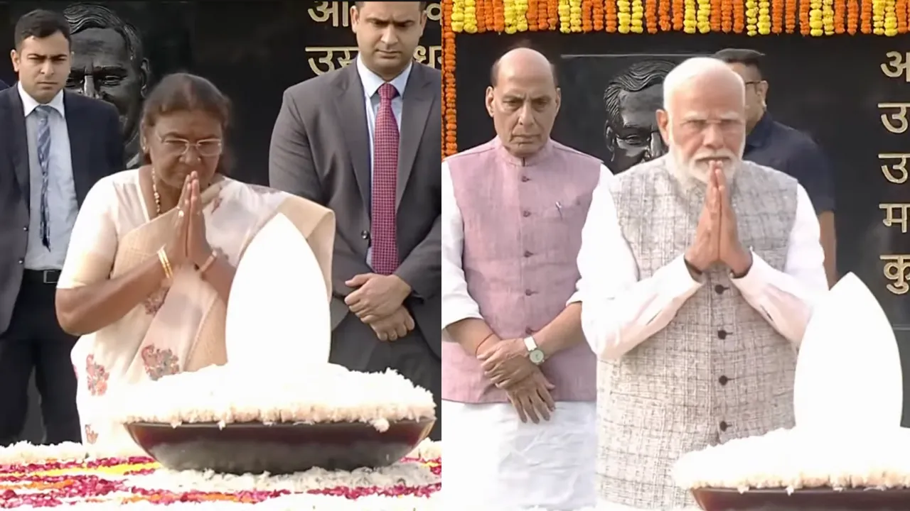  President Droupadi Murmu and Prime Minister Narendra Modi pay floral tribute to former Prime Minister Atal Bihari Vajpayee on his death anniversary in New Delhi on August 16, 2024