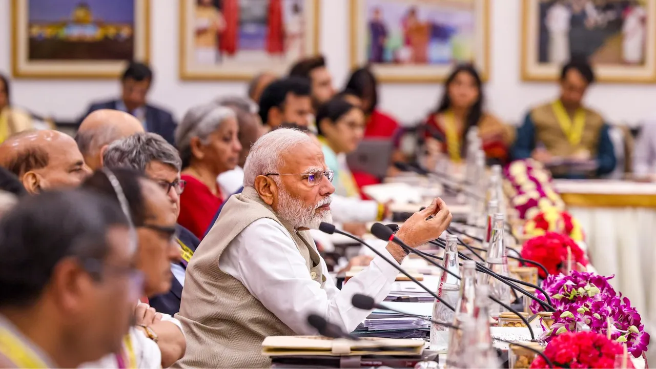 Prime Minister Narendra Modi addresses the NITI Aayog Governing Council meeting, in New Delhi, Saturday, July 27, 2024.