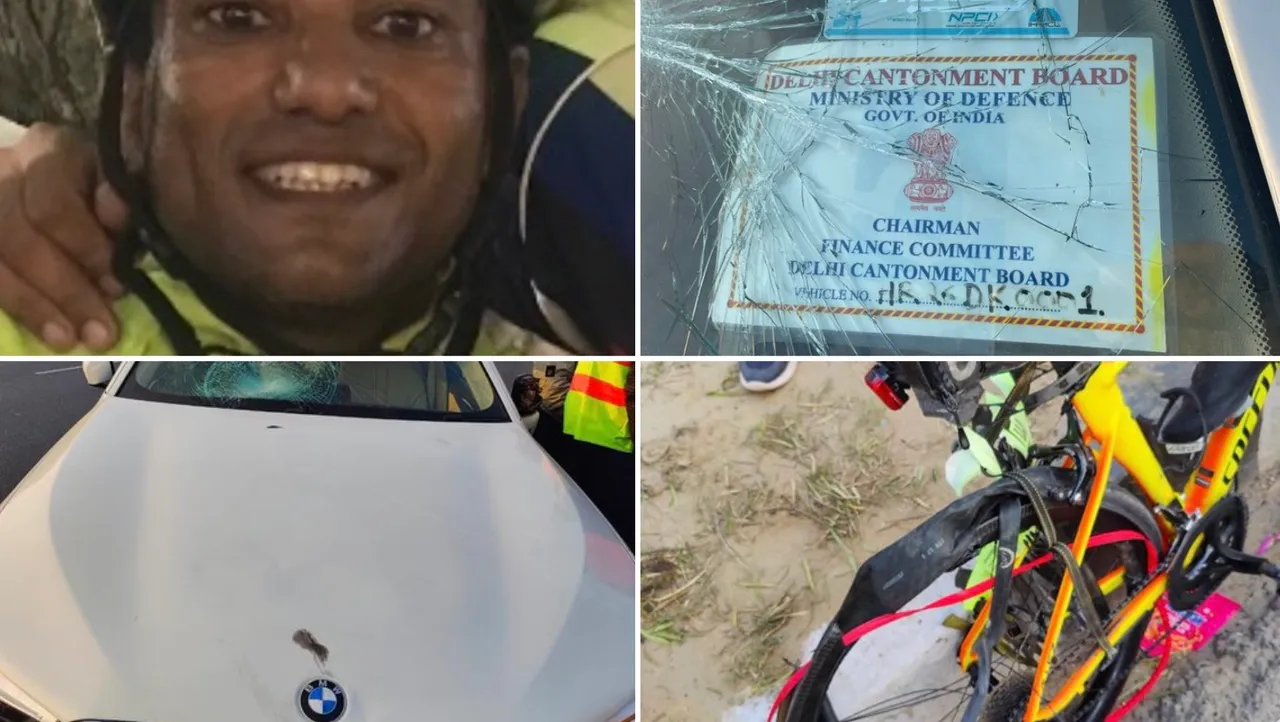 BMW car hit cyclist Subhendu in Mahipalpur, Delhi