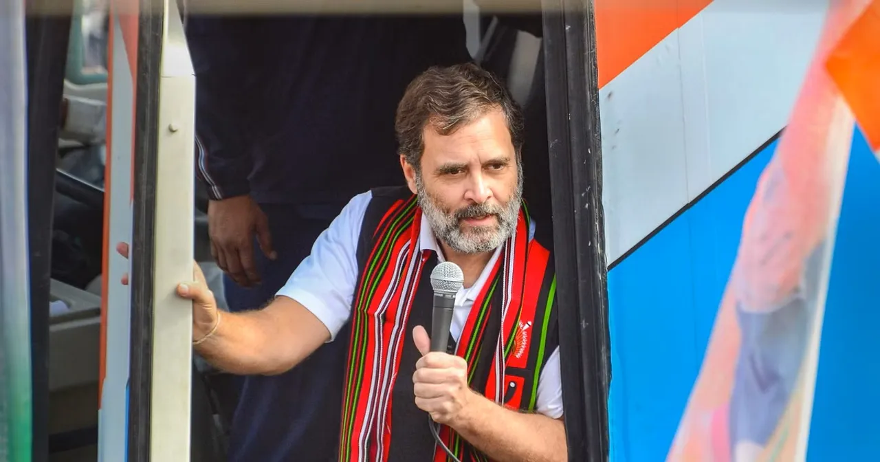 Congress leader Rahul Gandhi addresses supporters during the 'Bharat Jodo Nyay Yatra', in Kohima, Nagaland, Tuesday, Jan 16, 2024