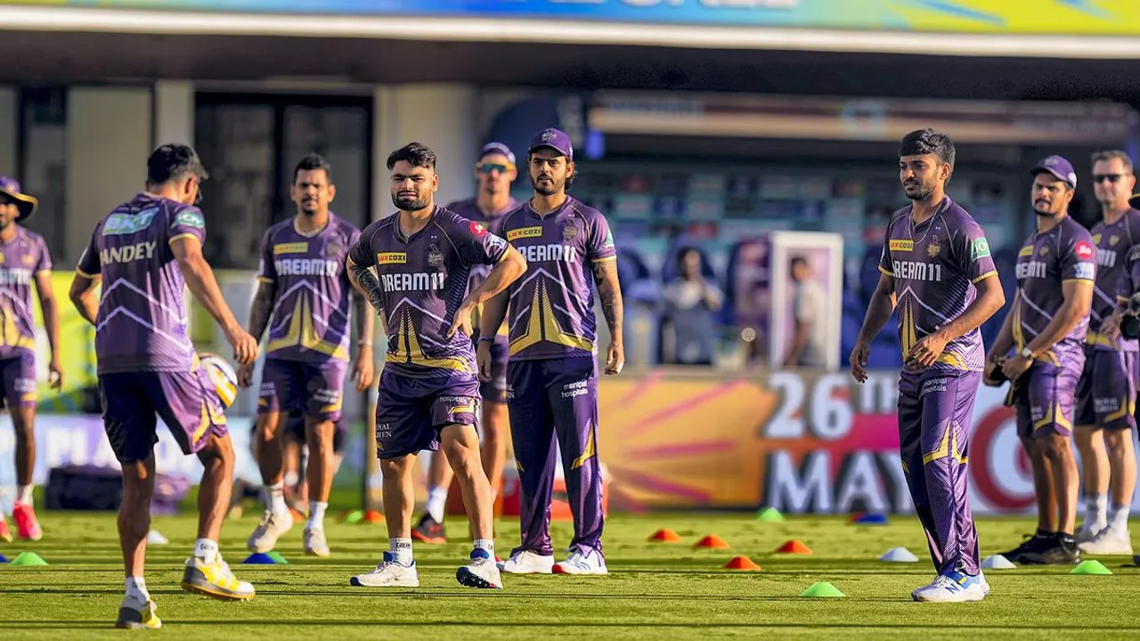 KKR players during a training session ahead of the Indian Premier League (IPL) 2024 final