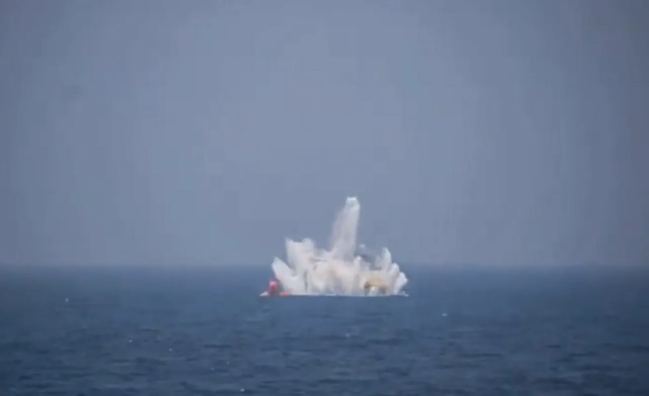 An indigenously developed Heavy Weight Torpedo engages an Underwater Target