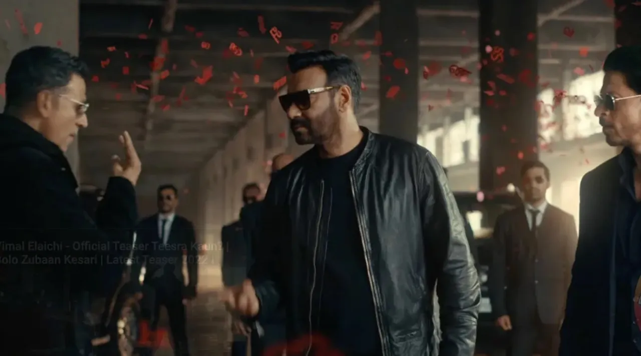Akshay Kumar, Ajay Devgn and Shah Rukh Khan in a Vimal Elaichi ad