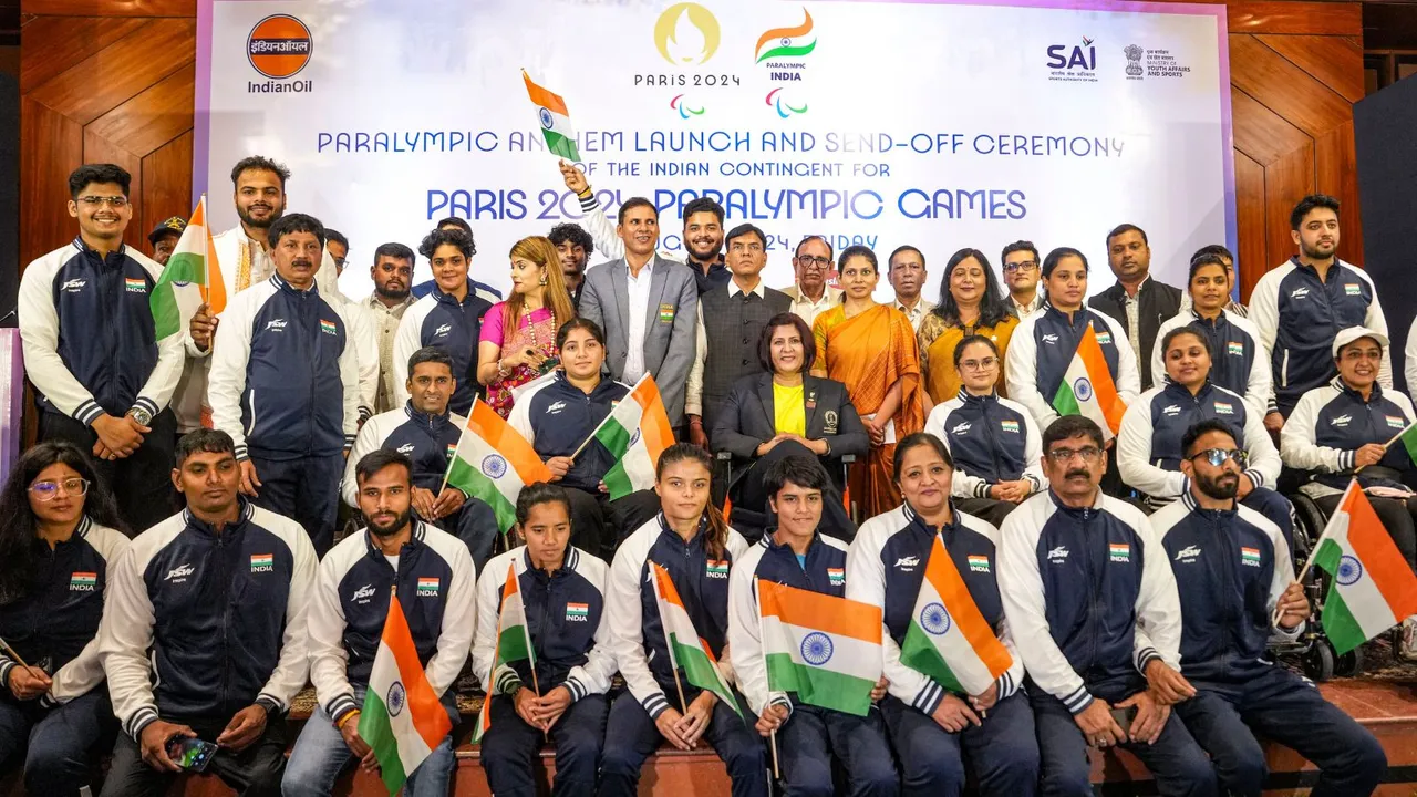 Indian contingents for the Paris Paralympics departs, in New Delhi, Sunday, Aug. 25, 2024.