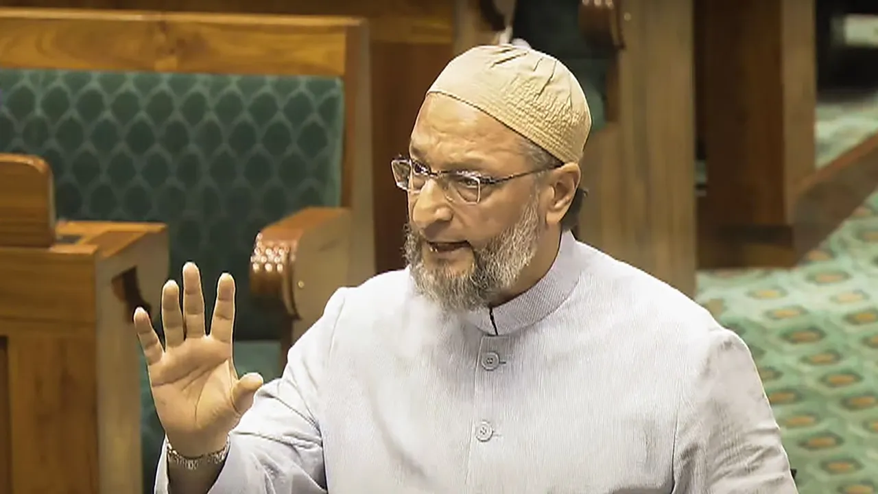 AIMIM MP Asaduddin Owaisi speaks in the Lok Sabha during the Monsoon session of Parliament, in New Delhi, Monday, July 29, 2024.