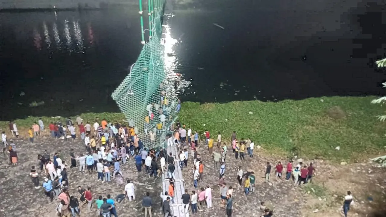 Suspension bride collapse in Morbi Gujarat