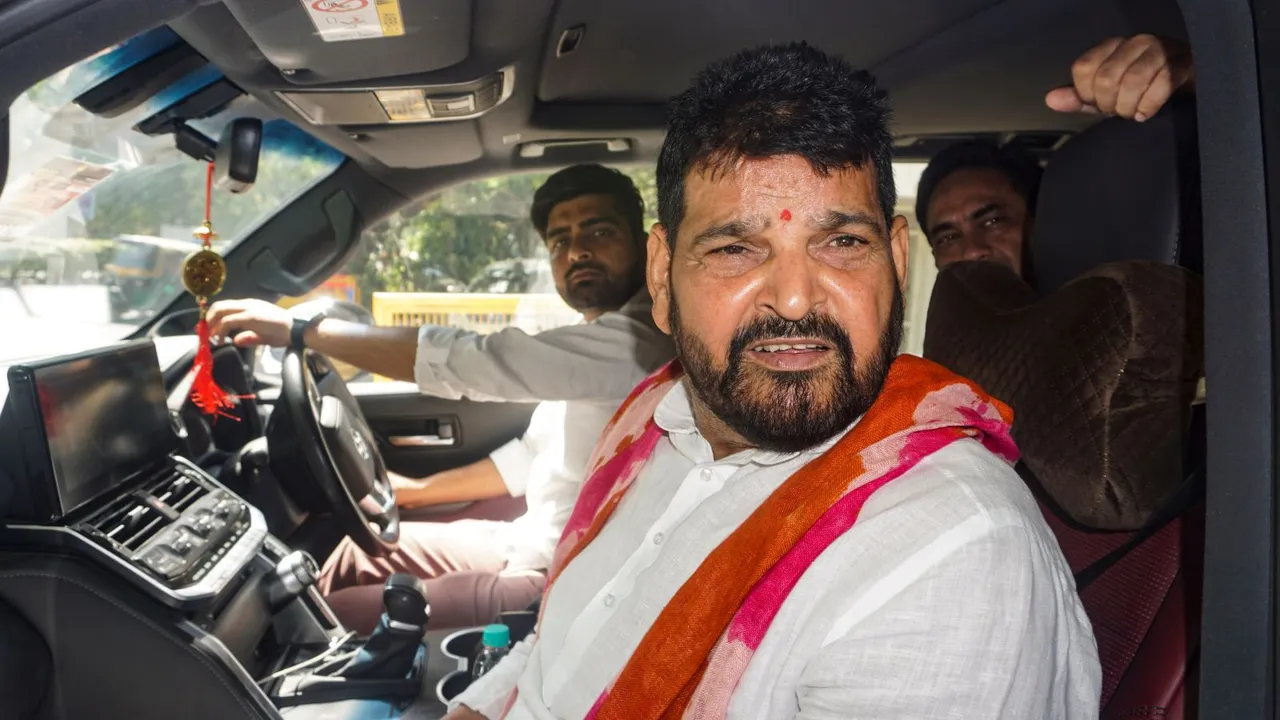 Former Wrestling Federation of India (WFI) chief and BJP leader Brij Bhushan Sharan Singh leaves the Rouse Avenue Court, in New Delhi, Tuesday, May 21, 2024