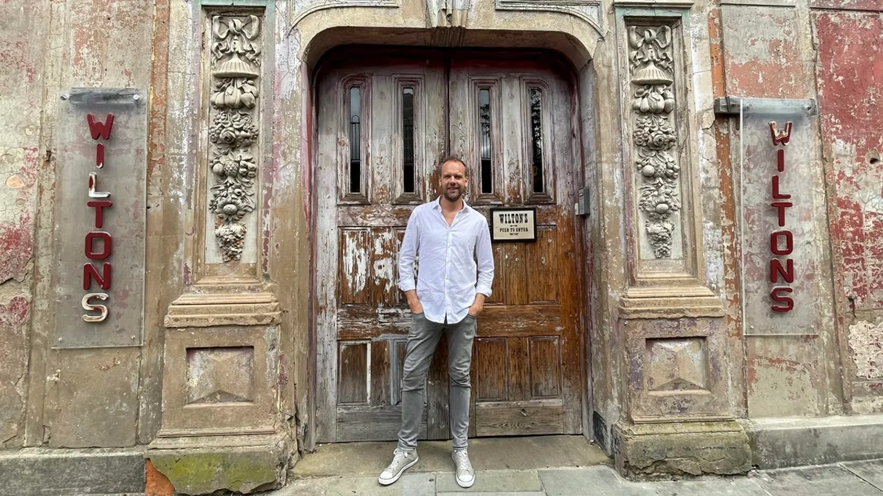 Musician Tim Pottier at Wilton's Music Hall, the site of the inaugural concert in October by the new London Bollywood Orchestra, in London