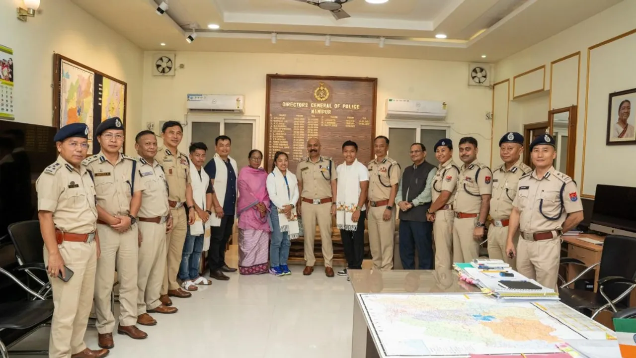 Manipur Police felicitated Mirabai Chanu and Sahnglakpam Nilakanta Sharma for participating in the Paris Olympics