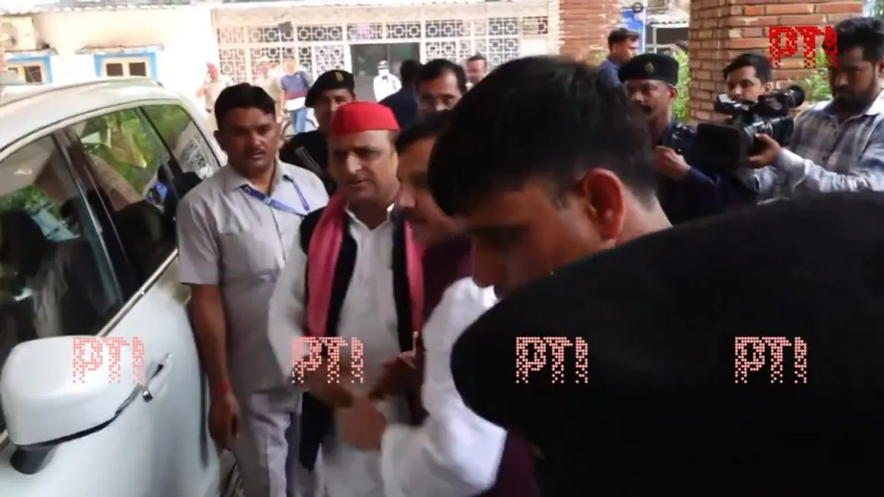 SP chief Akhilesh Yadav arrives at Lok Nayak Hospital to meet Delhi minister and AAP leader Atishi who is admitted there
