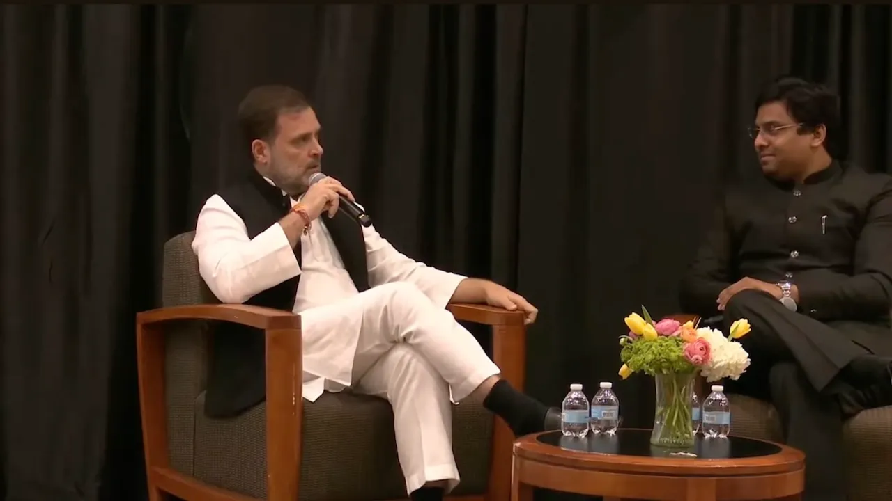 Rahul Gandhi addresses a gathering of students in Dallas, US