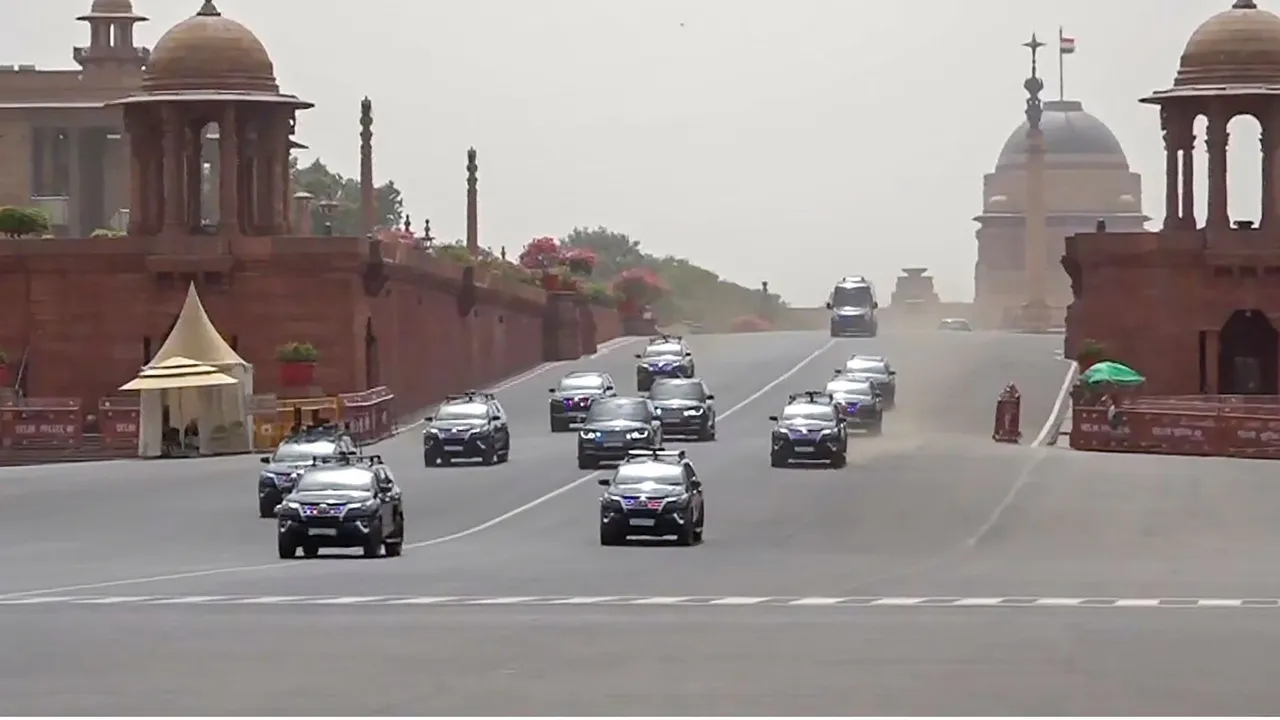 Prime Minister Narendra Modi leaves from Rashtrapati Bhavan after tendering his resignation to President Droupadi Murmu as the 17th Lok Sabha comes to an end, in New Delhi, Wednesday, June 5, 2024