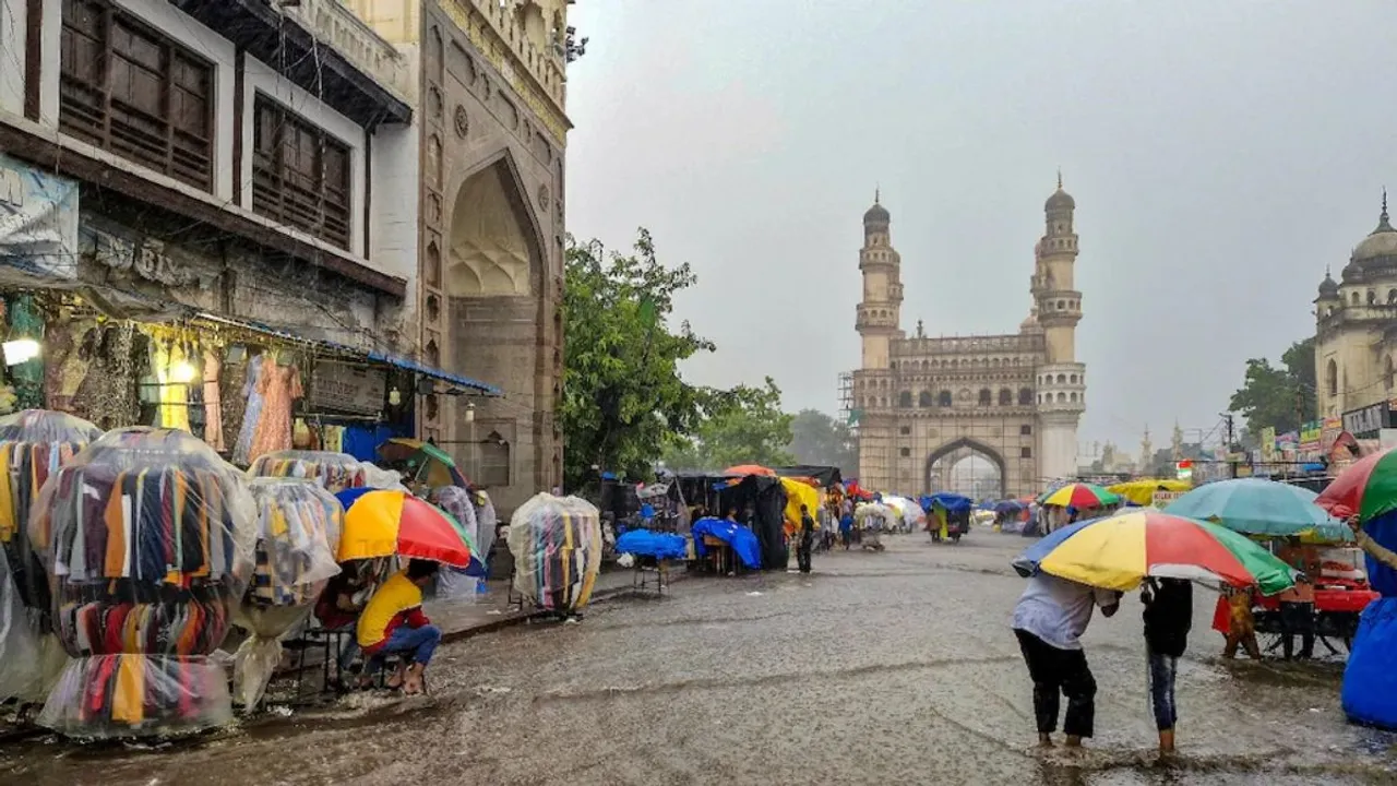 rainfall monsoon Char Minar Hyderabad