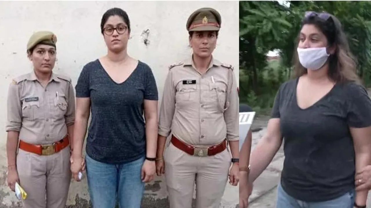 Noida resident Bhavya Roy being taken in police custody