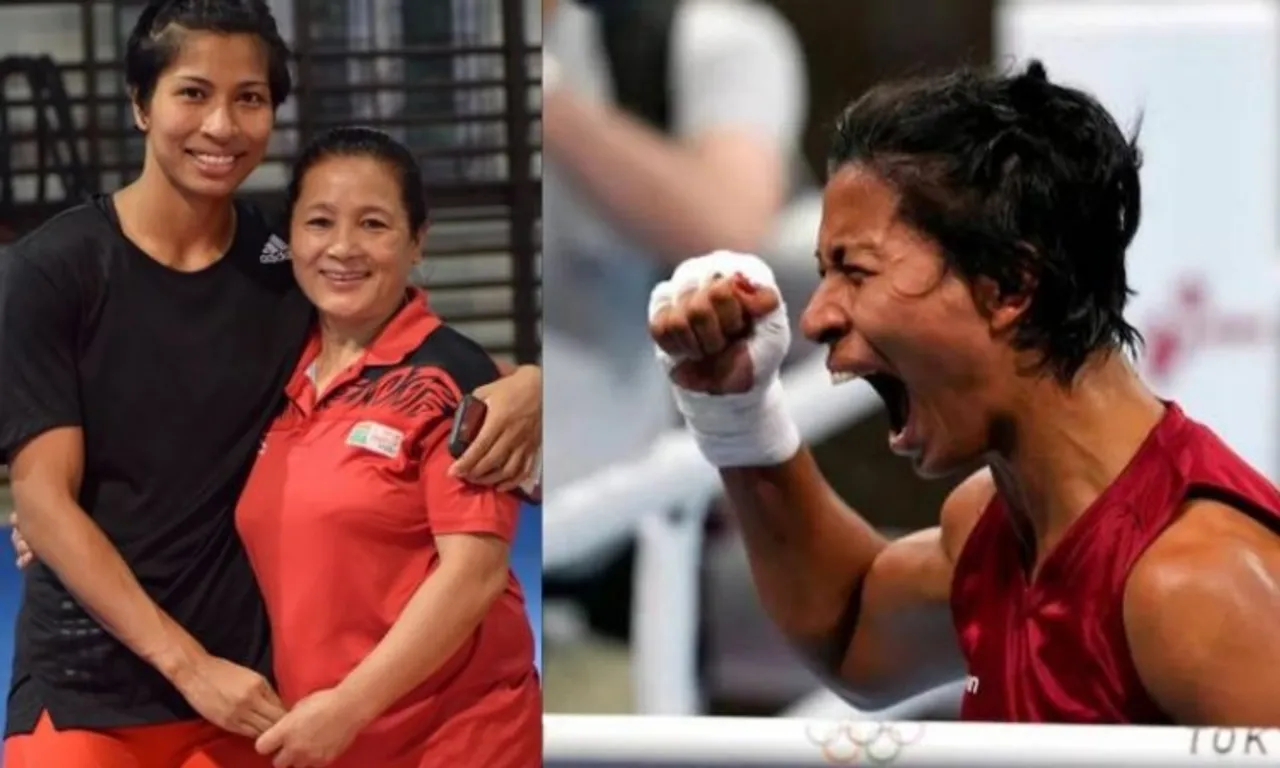Lovelina Borgohain with her coach Sandhya Gurung (File photo)