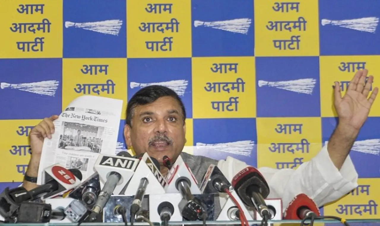 Sanjay Singh addressing the media on Friday