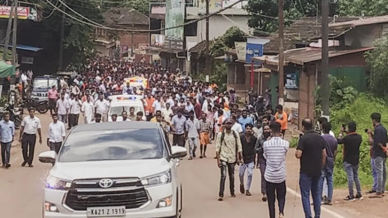 Protest in Bellare over BJP youth leader Praveen Nettaru's murder