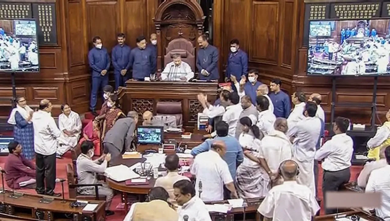 Opposition uproar in Rajya Sabha as its 19 more MPs suspended