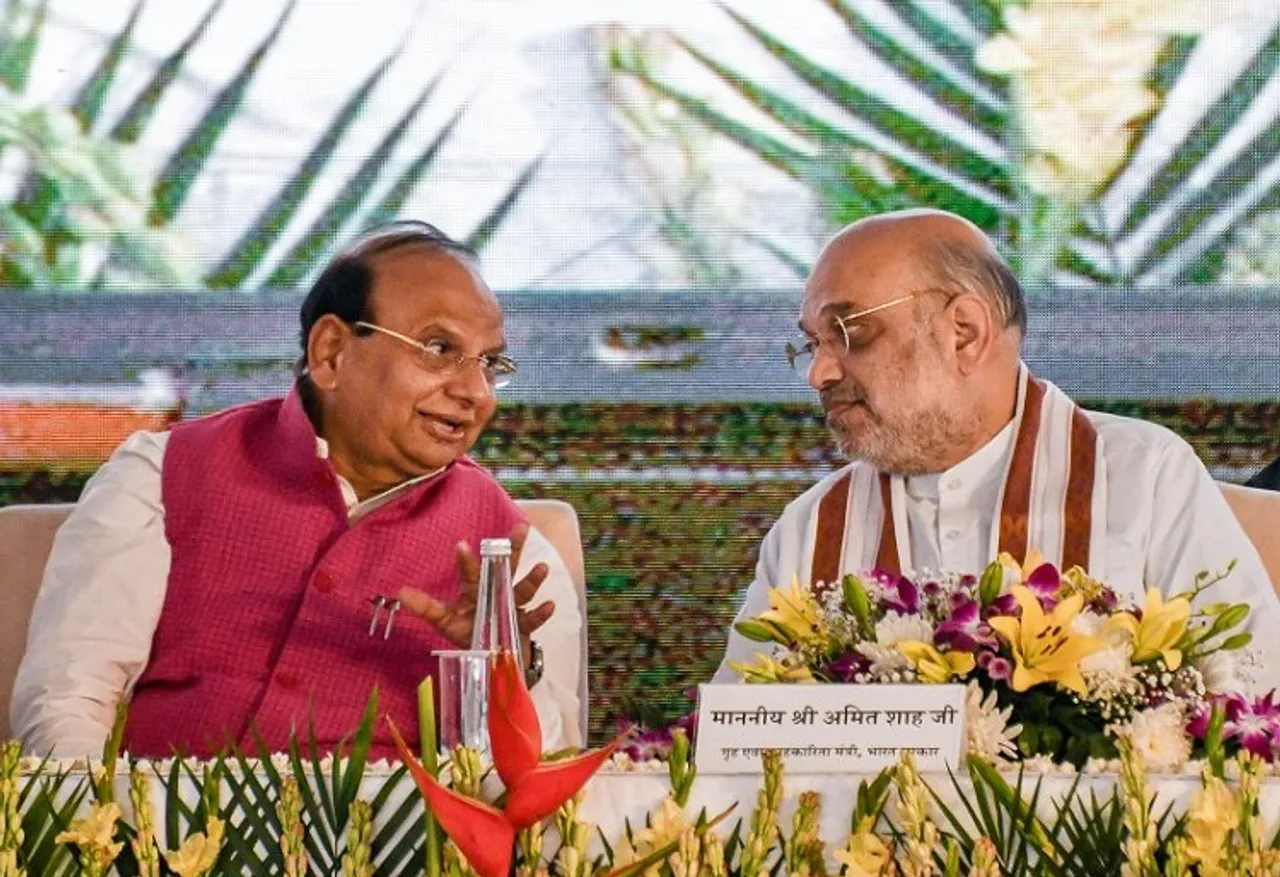 Union Home Minister Amit Shah with Delhi Lt Governor Vinai Kumar Saxena at the inauguration of Waste to Energy plant, in New Delhi