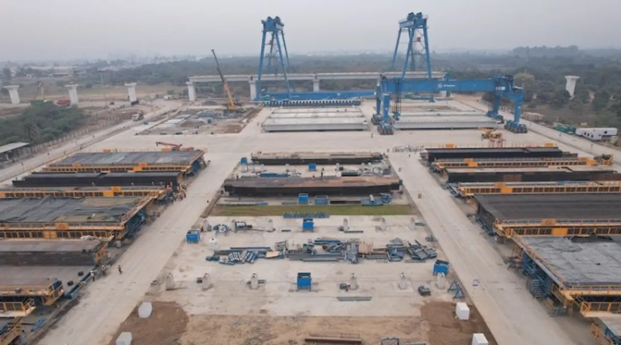 Bullet train track and infrastructure under construction