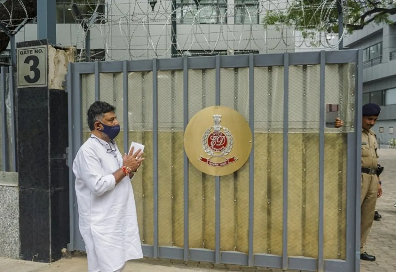 D K Shivakumar at ED office in Delhi (File photo)