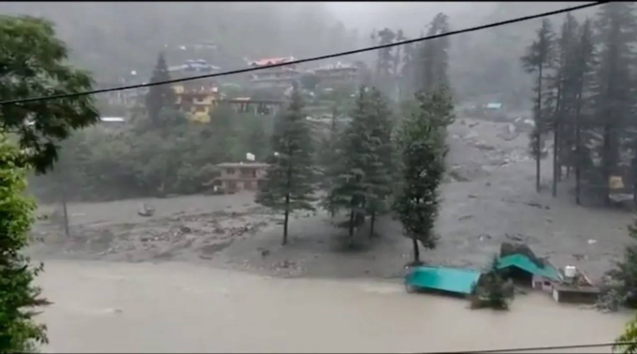 A still from the video showing impact of cloud burst in Kullu on July 6