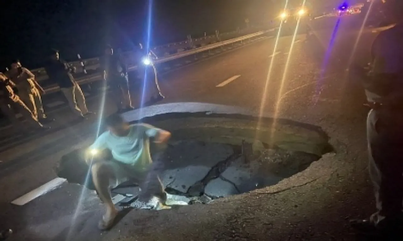 Part of Purvanchal Expressway caves in