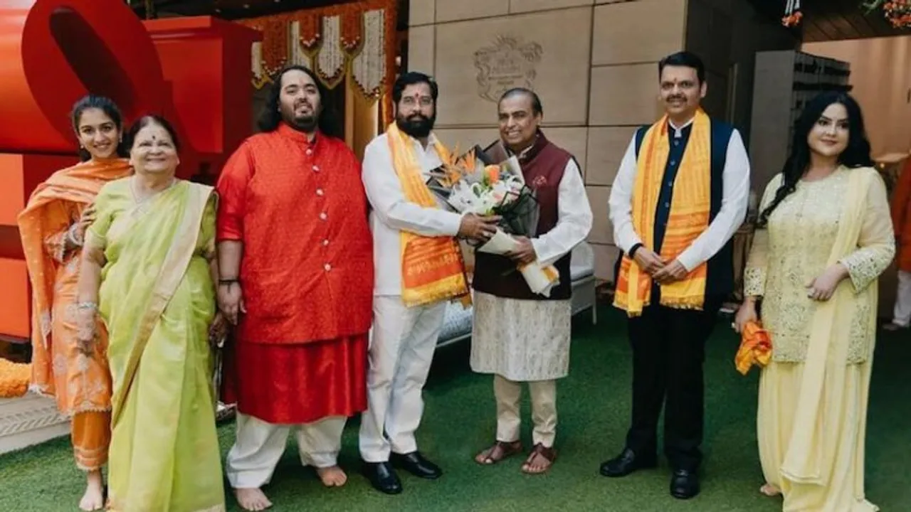 CM Eknath Shinde, Dy CM Devendra Fadnavis visit Mukesh Ambani's residence